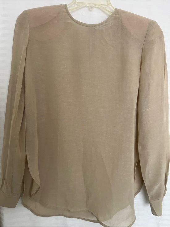Georgio Armani Collezioni Tops - Giorgio Armani Sheer Taupe Long-Sleeve Blouse